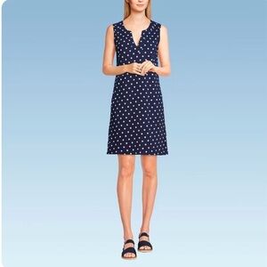 Lands End Womens Navy Polka
Dot Cotton Jersey Sleeveless Swim Coverup
MEDIUM